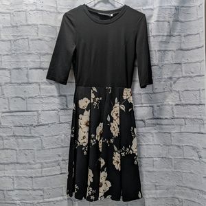 NWT black floral dress w/ 3/4 sleeves & pockets